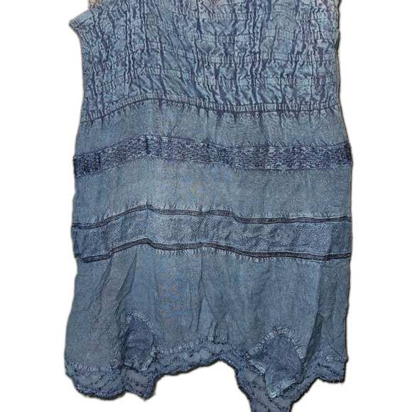 Blue Handkerchief Hem Midi Dress by Cute Options M Boho Casual Sleeveless Flowy - Picture 2 of 11
